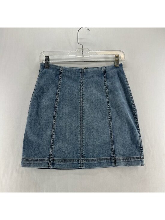 Free People Dresses & Skirts - Free People Modern Femme Denim Mini Skirt Womens 6 Seamed High Rise Stretch Blue